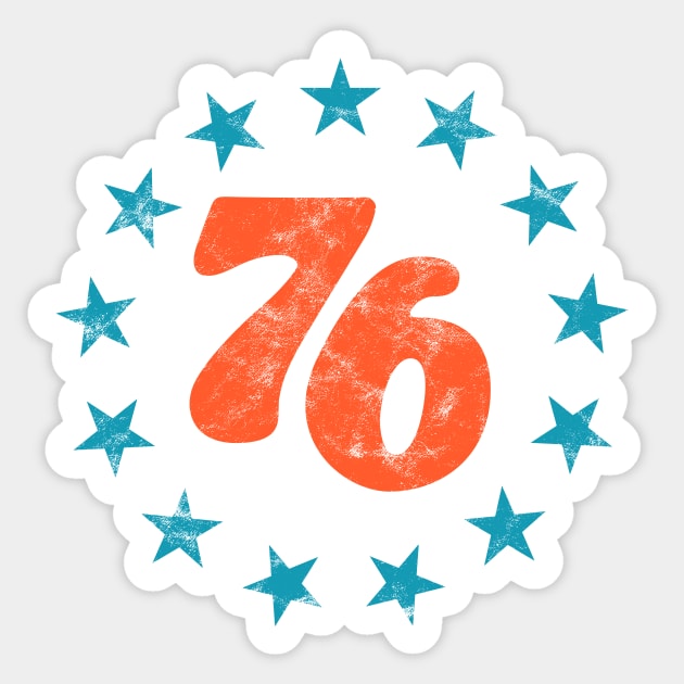 76 - Star Design (Worn Red + Blue on White) Sticker by jepegdesign